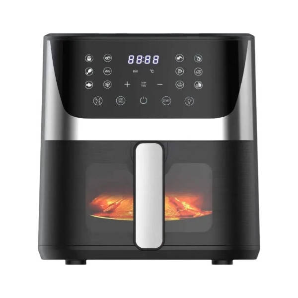 Аерогриль на 2 тіни з чашею 14л Prime Kitchen AF1012DT Чорний із сірим