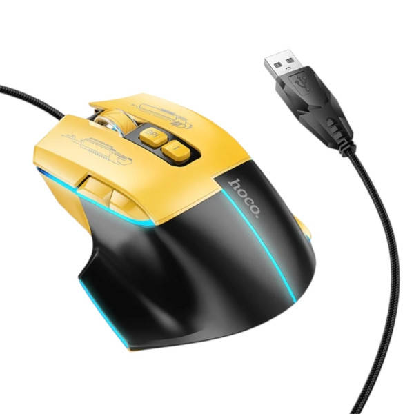 Миша провідна HOCO GM31 Overlord luminous gaming wired mouse Жовта