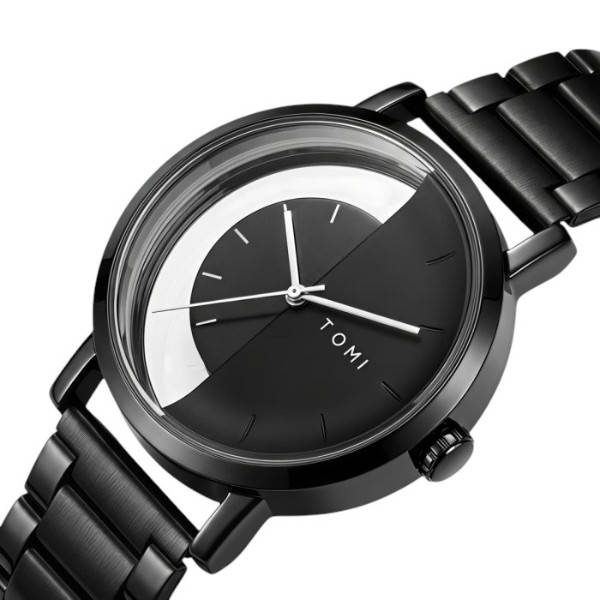 Годинник чоловічий Tomi Gentleman Steel Black з двома ремінцями