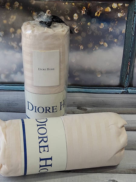 Простирадло на гумці (180х200см) Diore L cream Сатин-страйп Бавовна