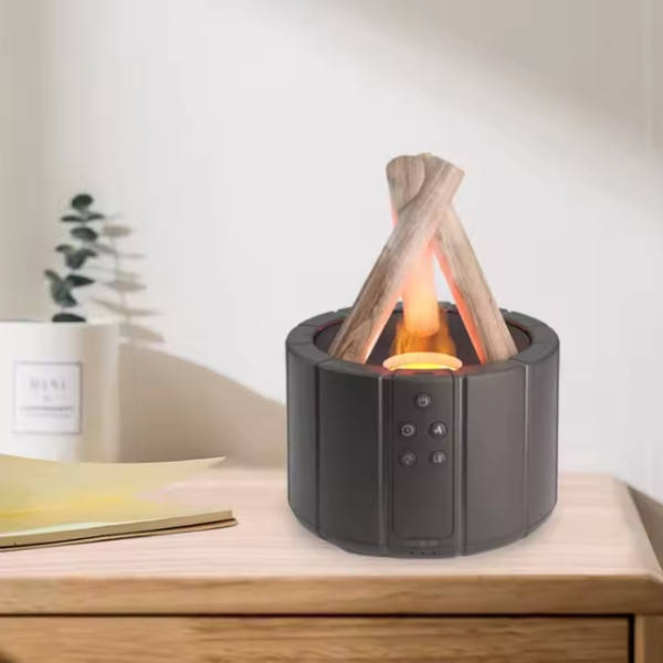 Зволожувач повітря у вигляді багаття з імітацією полум'я Bonfire Himidifier Чорний