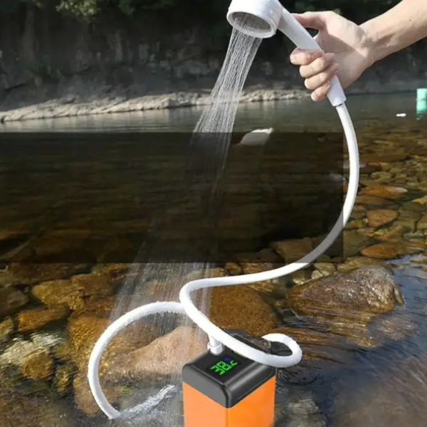 Душ кемпінговий акумуляторний 7800 mAh SHOWER-7200T Чорний з помаранчевим
