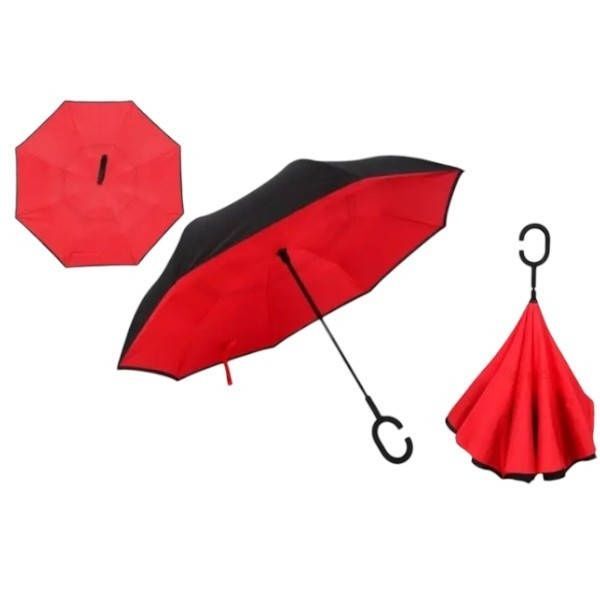 Парасолька навпаки Up Brella однотонна Червона
