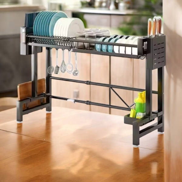 Стелаж кухонний сушарка для посуду метал+пластик kitchenware RM-23-1 Чорний
