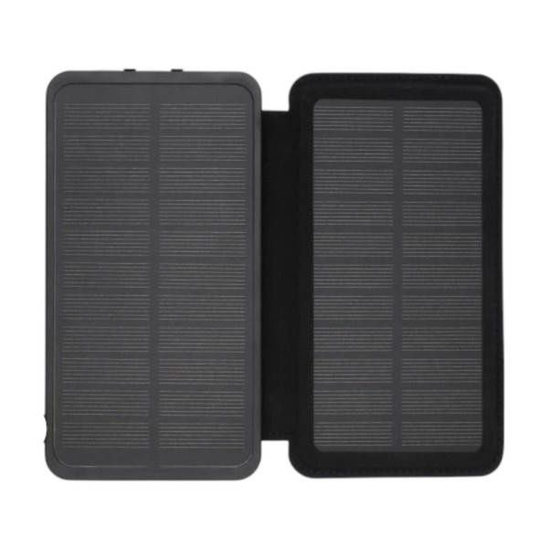 Power Bank із двома сонячними панелями для автономної зарядки 10000 mAh Чорний