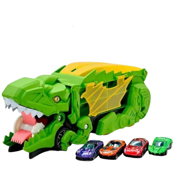 Набір трейлер Динозавр + 4 машинки Dino Truck YM 333-2 Зелений