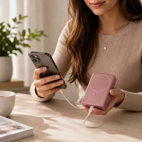 Павербанк Power bank TS-5603 з бездротовою зарядкою 10000мАч Рожевий