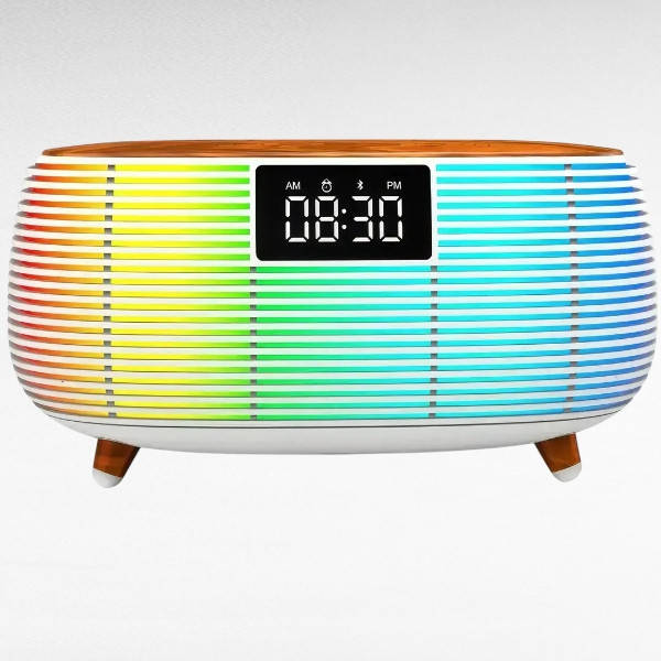 Колонка Bluetooth з годинником та бездротовою зарядкою NSP-2312 Біла