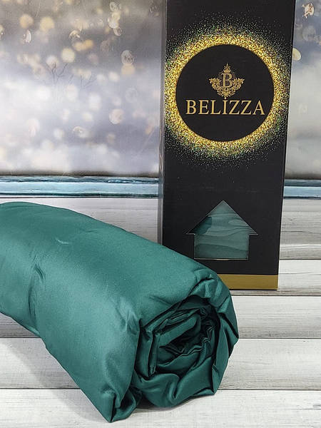 Простирадло на гумці з наволочками Belizza P. yesil 160х200см Сатин Бавовна
