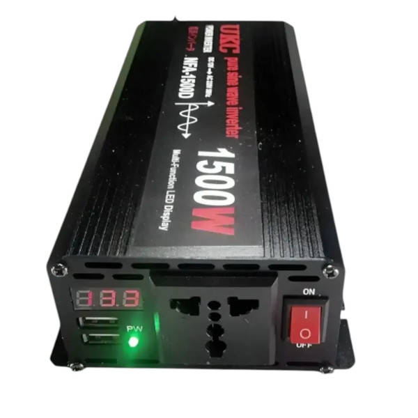 Перетворювач синусоїда DC-12V/AC-220V Sine із чистим синусом 1500W Чорний