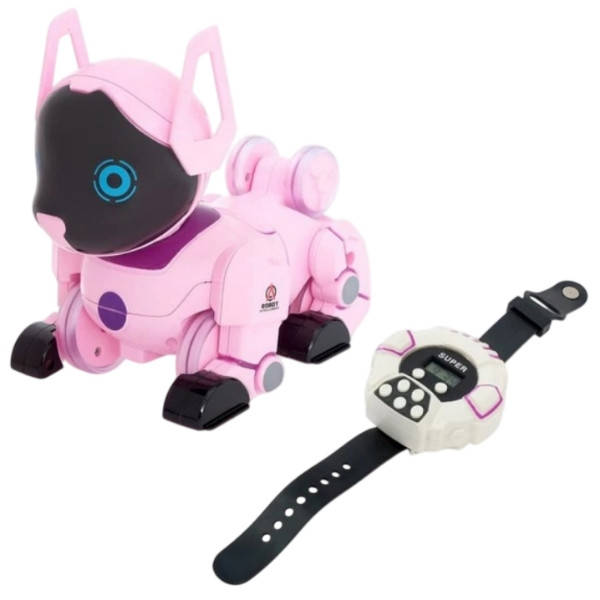 Робот-цуценя інтерактивний Smart Puppy Z105 із сенсорним керуванням, звуком та підсвічуванням Рожевий