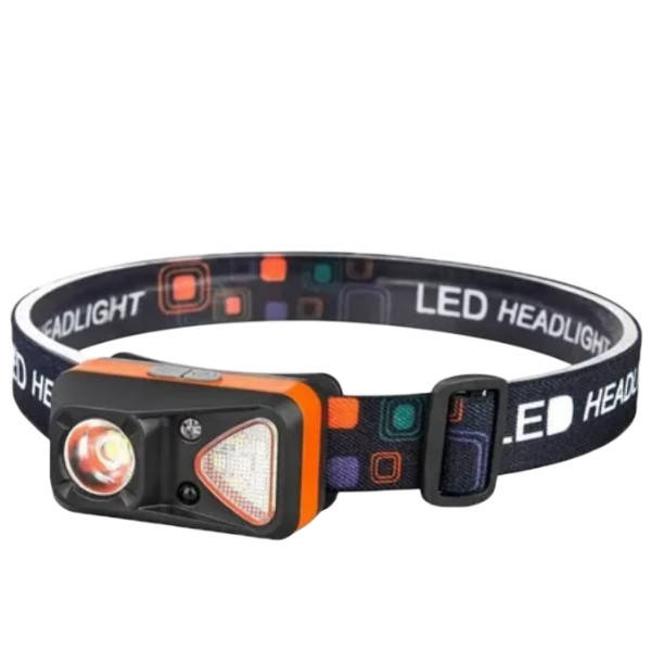 Ліхтар налобний з датчиком руху W-18-XPG+6SMD white/red Чорний