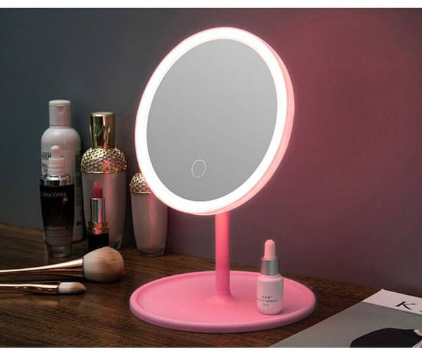 Настільне дзеркало з підсвічуванням та вентилятором Beauty Breeze Mirror Рожеве