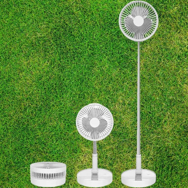 Вентилятор для підлоги акумуляторний USB з телескопічною ніжкою Folding Fan Білий