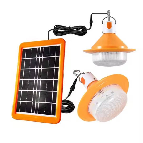 Комплект для освітлення сонячна панель + 2 світильники Solar Білий з оранжевим