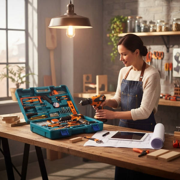 Шуруповерт із набором інструментів 54шт у валізі ELECTRIC DRILL 54PCS TL 0054 Чорний з помаранчевим