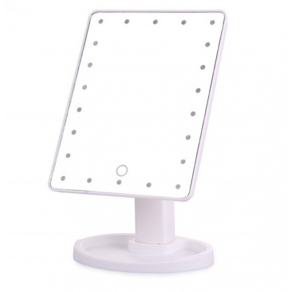 Настільне дзеркало для макіяжу Mirror з LED підсвічуванням 22 діода квадратне Біле