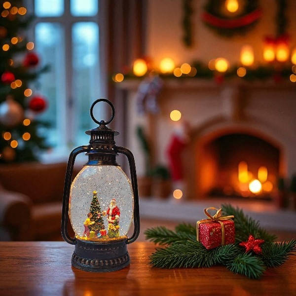 Новорічний нічник Вінтажний ліхтар Наряджаємо ялинку XMAS WDL-24028A Коричневий