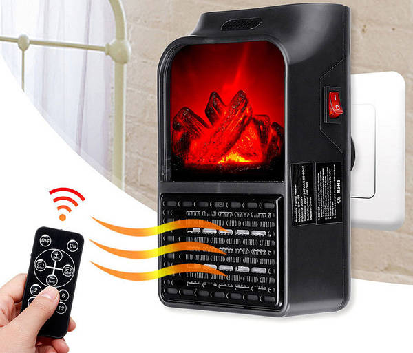 Камін обігрівач настінний Flame Heater 900W з пультом