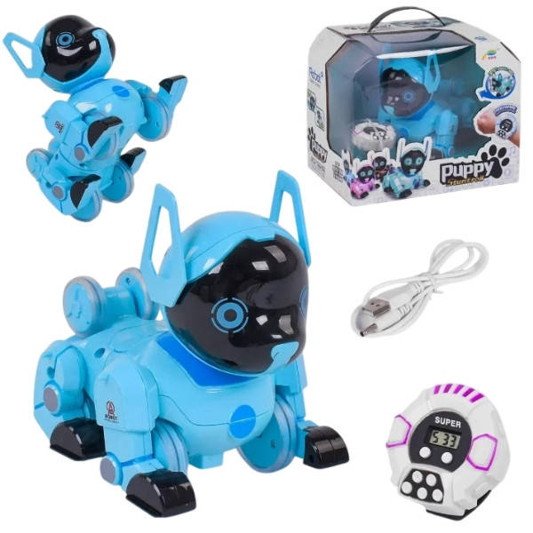 Робот-цуценя інтерактивний Smart Puppy Z105 із сенсорним керуванням, звуком та підсвічуванням Блакитний