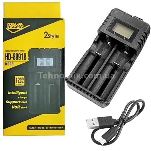 Універсальний зарядний пристрій HD-8991B Li-ion LCD micro USB 4.2V 1.2A на 2акб
