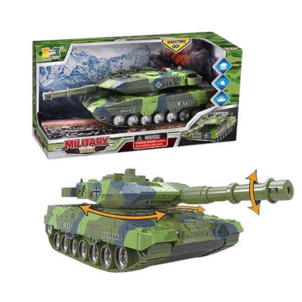 Іграшка Танк зі звуком та підсвічуванням Military Tank Зелений камуфляж