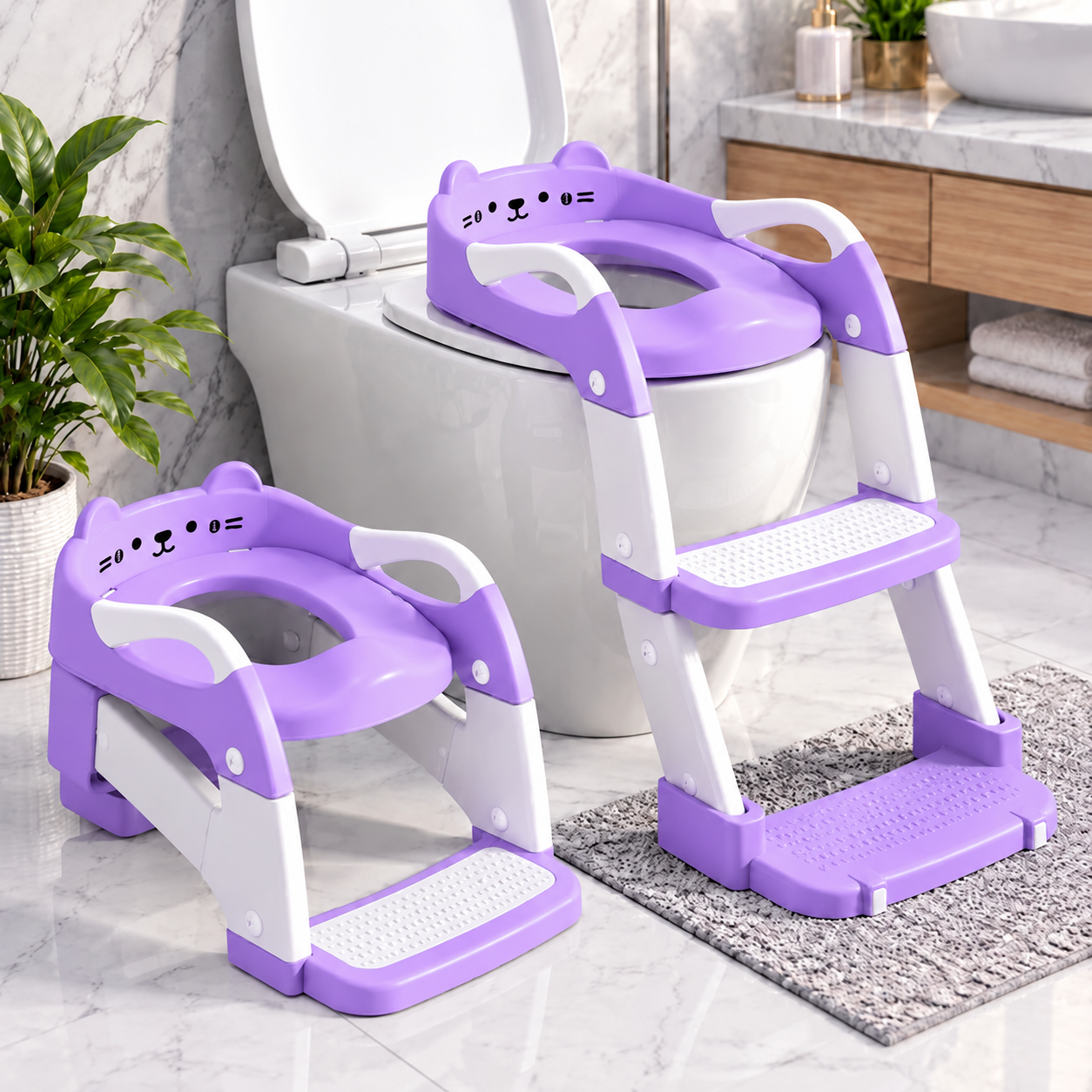 Дитяче сидіння на унітаз із сходами Babycare Фіолетове