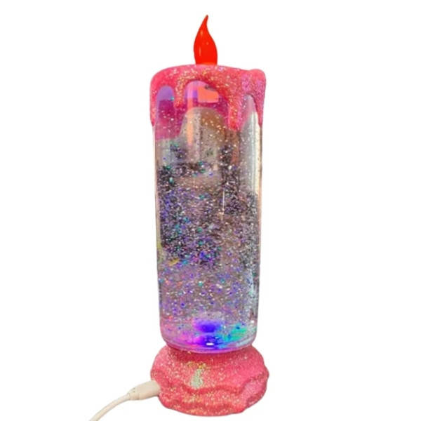 Лампа декоративна настільна Свічка 3*ААА/USB Romantic Candle Рожева