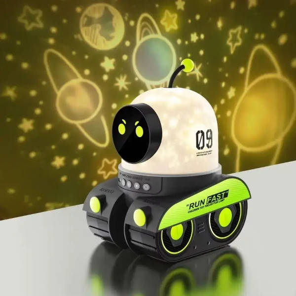 Проектор-нічник музичний акумуляторний Робот Droid WH-E03 Білий із зеленим