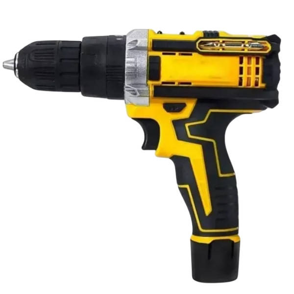 Шуруповерт із двома акумуляторами 12V та набором інструментів Чорний з жовтим