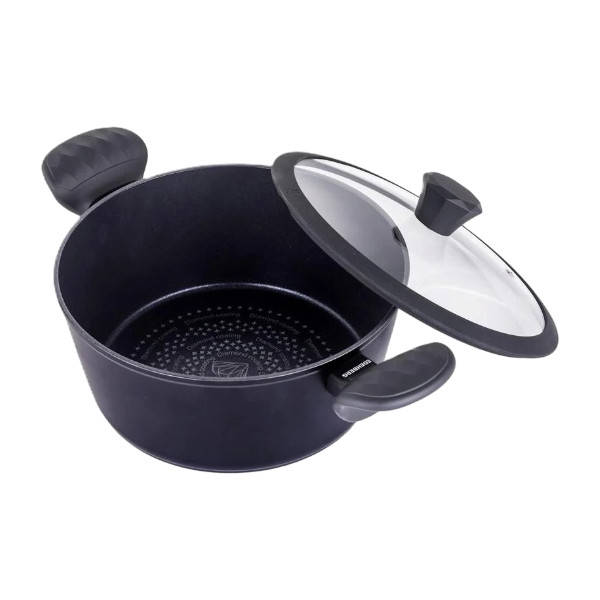 Каструля з алмазним антипригарним покриттям та кришкою EDENBERG EB-3487 5.1л Чорна