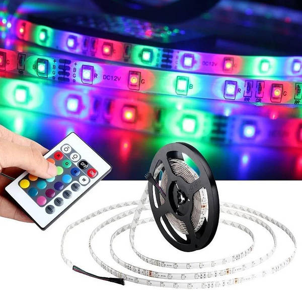 Світлодіодна стрічка 5050 300 LED RGB 5м з пультом та блоком живлення Маленька
