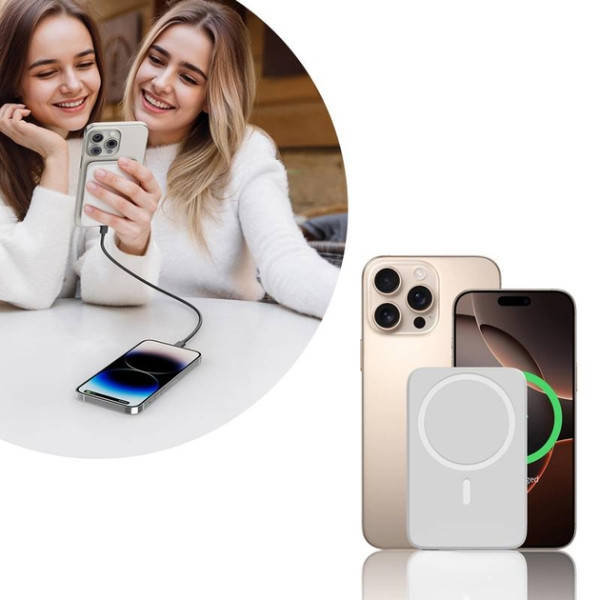 Power Bank з бездротовою зарядкою магнітний PD 22,5W 10000MAH Білий