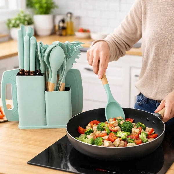 Набір кухонного приладдя 19 предметів Kitchenware Set Бірюзовий