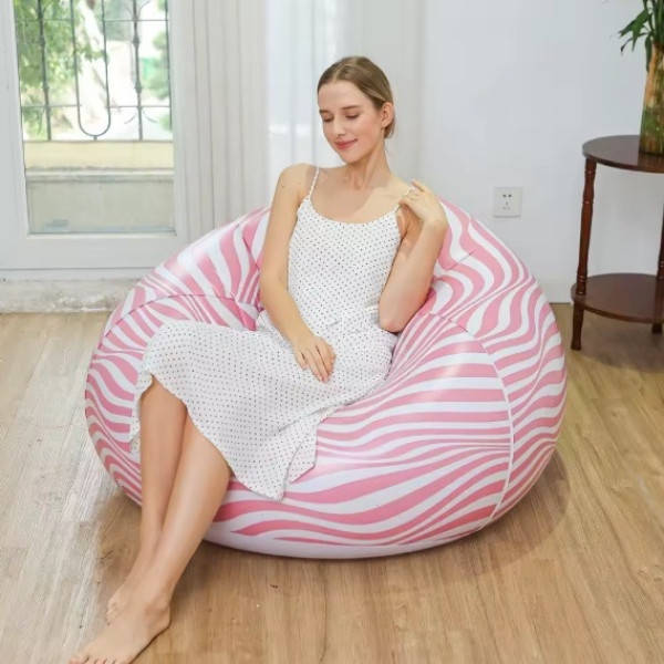 Крісло-мішок надувне для відпочинку в смужку Sofa XL-1135 Рожеве