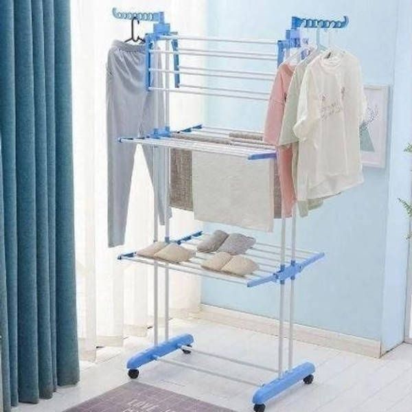 Сушарка для білизни Garment rack with wheels № K12-120 Блакитний