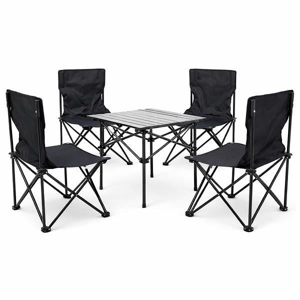 Стіл +4 стільці розкладні туристичні Folding table and chair AND 70-50 Чорний