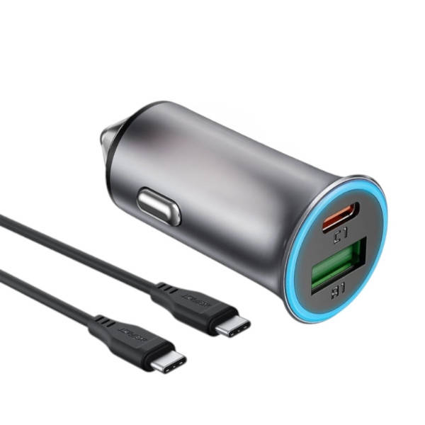 Зарядний пристрій з кабелем для автомобіля ACEFAST B16 95W (USB-A+USB-C) dual port metal car charger set (P5) Сірий