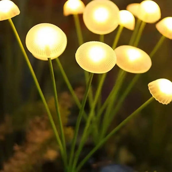 Садовий світильник на сонячній батареї, 6 LED плафонів тепле світло 68см Білі квіти