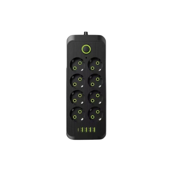 Подовжувач мережевий фільтр 5м 8×220В+4×USB+1×Type-C F16U Чорний
