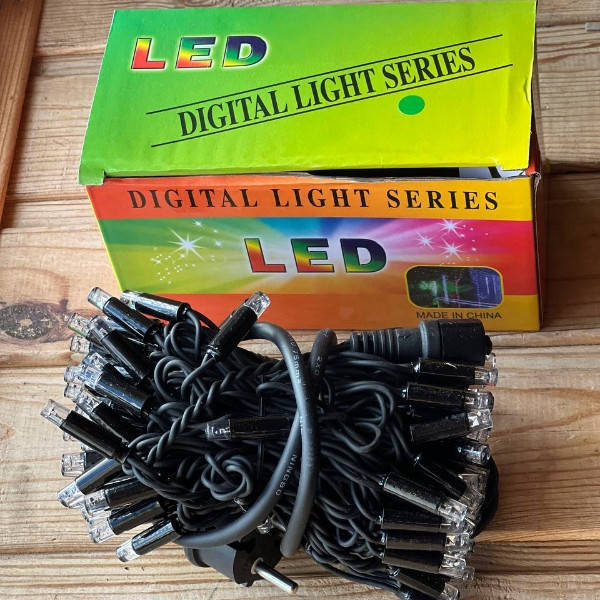 Гірлянда вулична лінійна 8м 80LED 220V wire still 4284 AND 8-10 Чорний дріт, зелене світло
