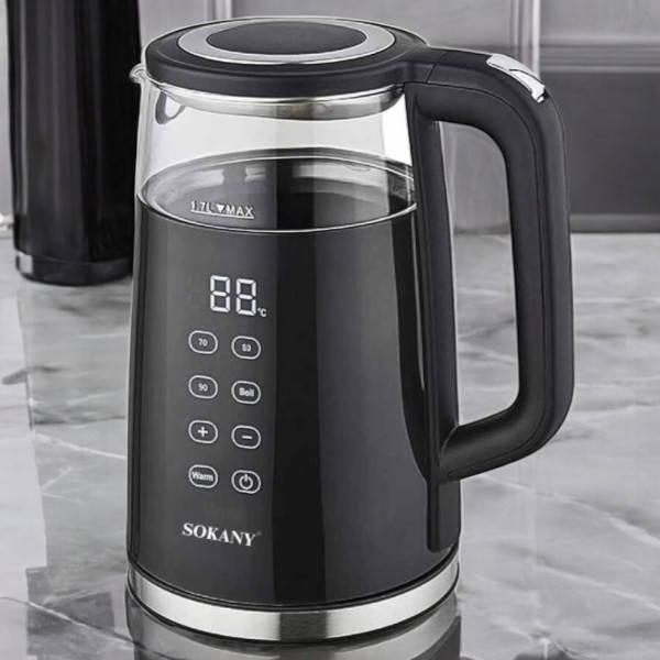 Електрочайник металевий дисковий 2200Вт Sokany SK-09050 Чорний