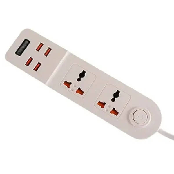 Подовжувач мережі 2 роз'єми / 4-USB / 3.4A Anti-Static BKL-02 Power Socket Білий