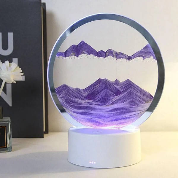 Лампа настільна Пісочні гори 3D RGB нічник з USB Фіолетовий пісок