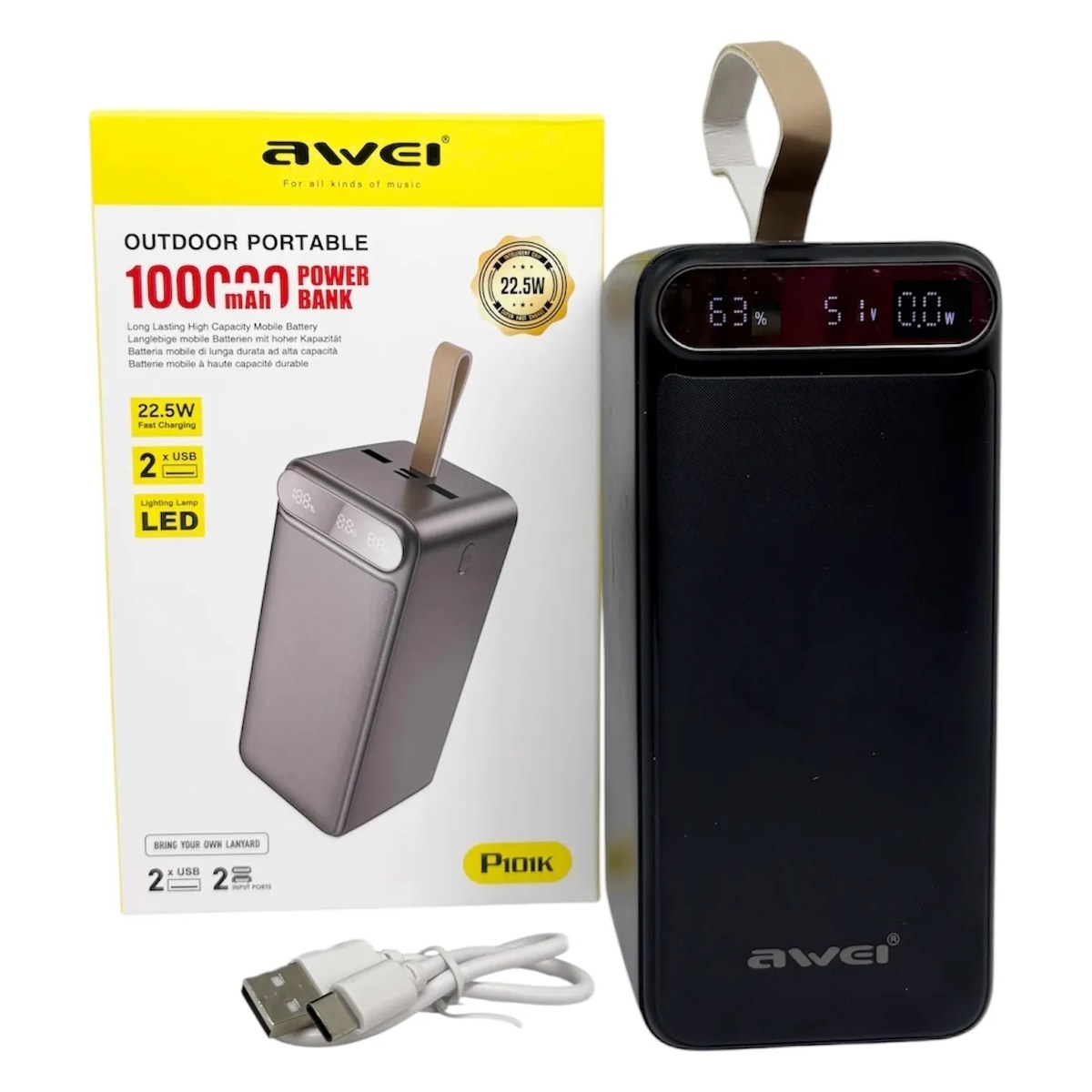 Power Bank 100000mah AWEI P101K Чорний