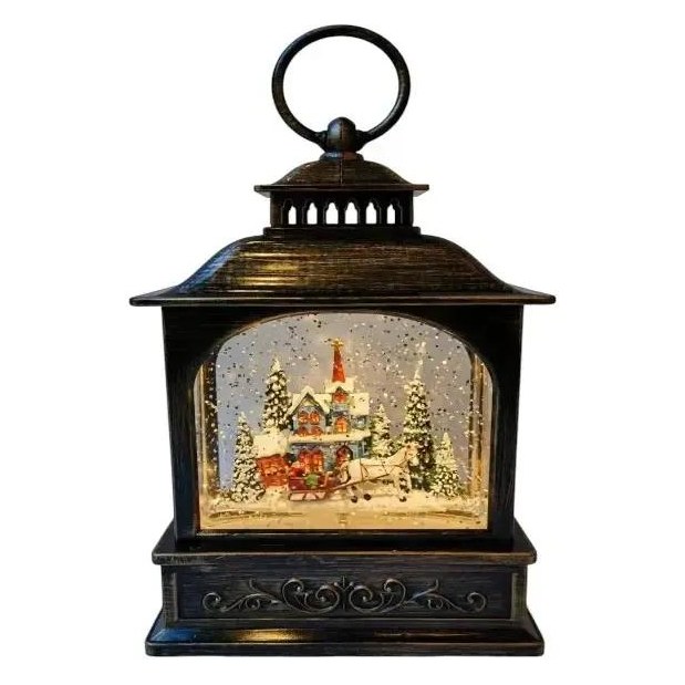 Новорічний нічник Урожай ліхтар Санта з подарунками XMAS WDL-24072D Коричневий