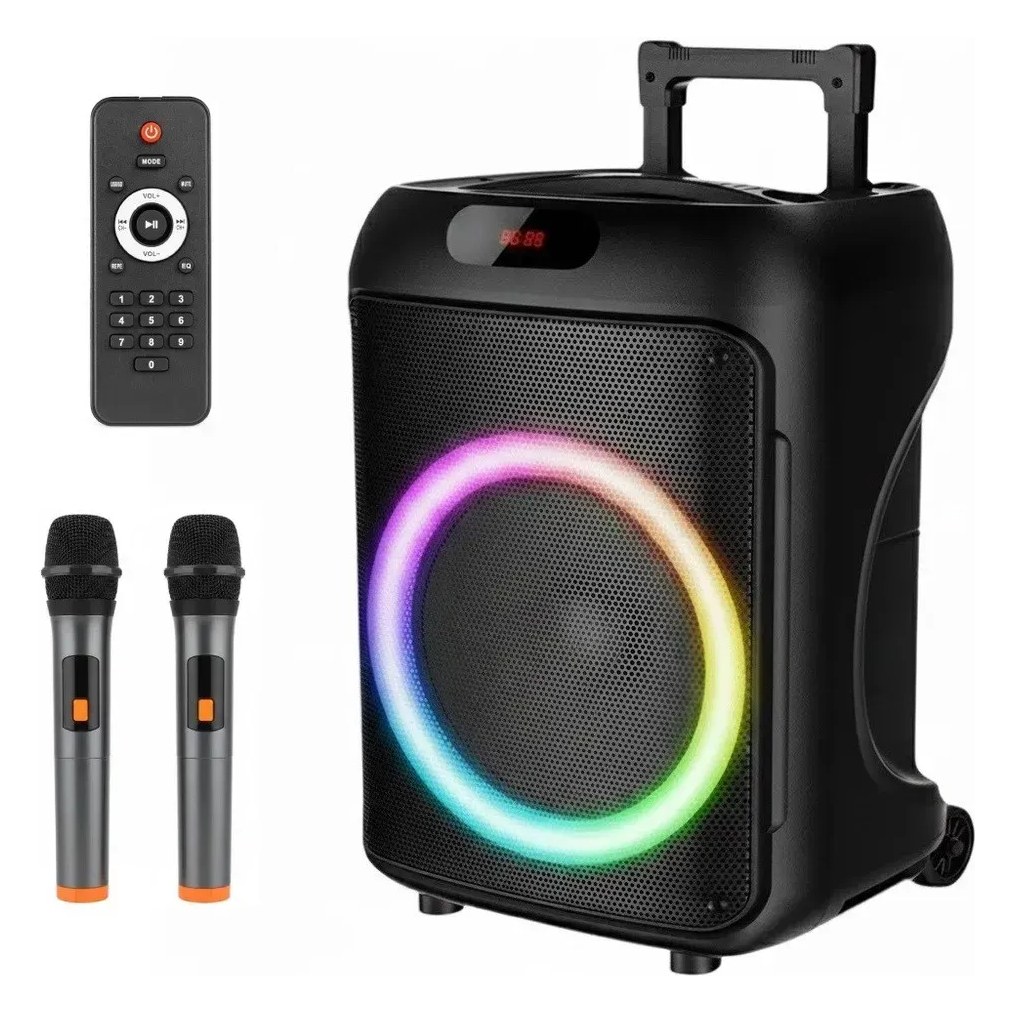 Колонка з мікрофонами, колесами та ручкою Bluetooth Wireless Speaker TTD-1209 Чорна