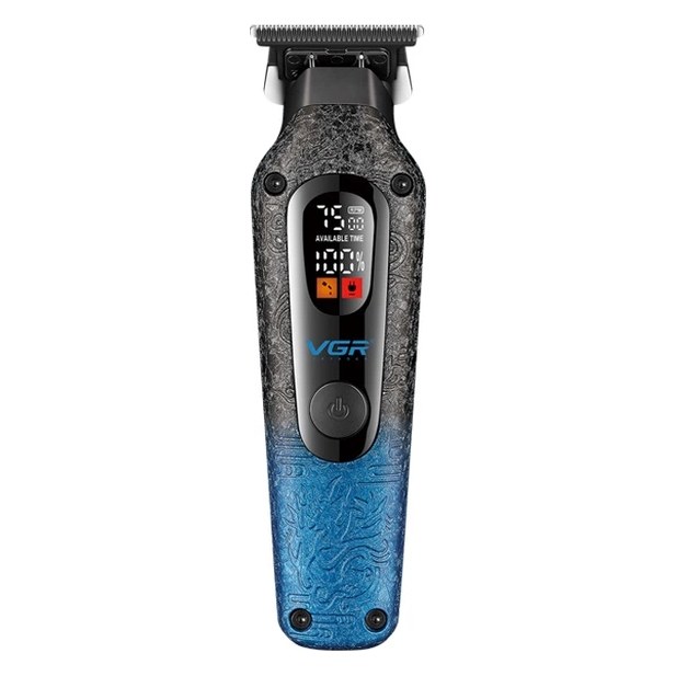 Тример з 4 змінними насадками 7500RPM, 1500mAh, LED-дисплеєм VGR V-879T BLUE Чорний з синім
